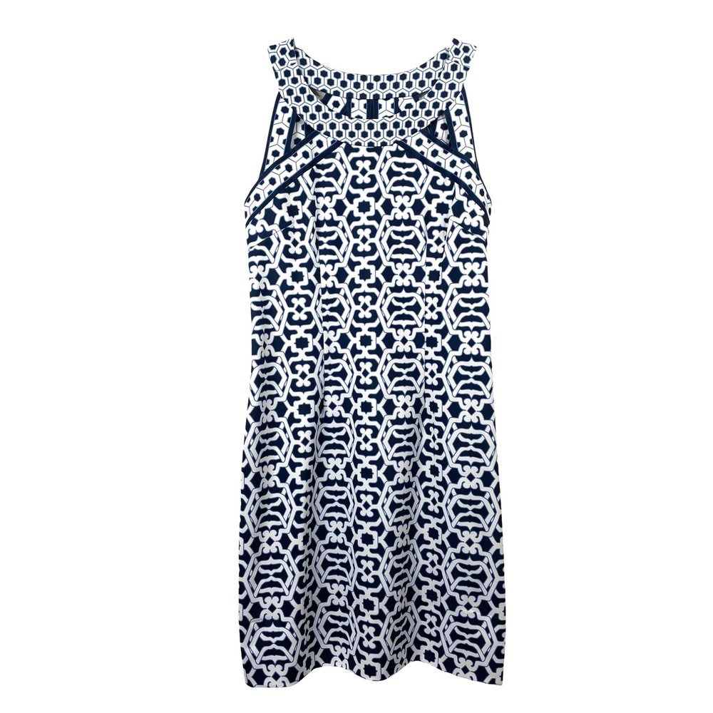 Gretchen Scott Isosceles cut‎ out printed Dress Size XS blue white Rio Gio - Picture 2 of 8